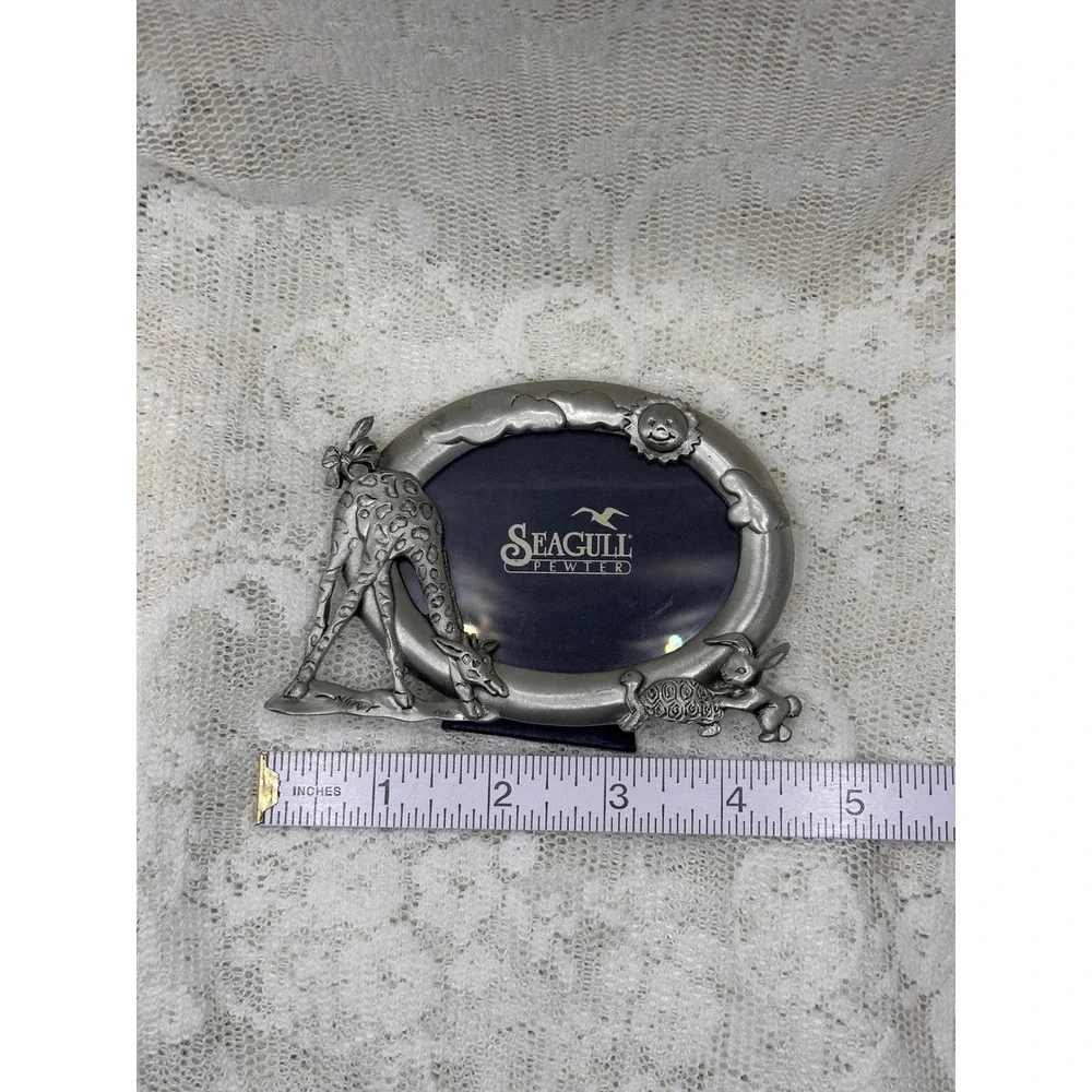 Seagull Pewter Giraffe Turtle Rabbit Oval Nursery Picture Frame Canada Vintage